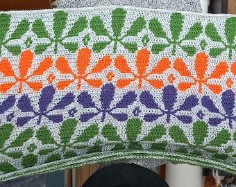 Blätter Print Overlay Mosaik gehäkelt von Artesania Rural