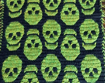 Estampado calaveras mosaic crochet patron cojin grafico PDF descarga proyecto facil