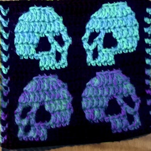 Skulls sideways, mosaic crochet pattern by Jos Campaner