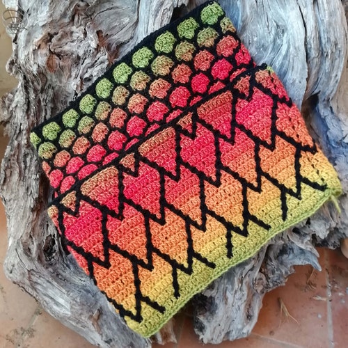 Mosaic Crochet Hearts Blanket Pattern Intermediate Crochet Etsy