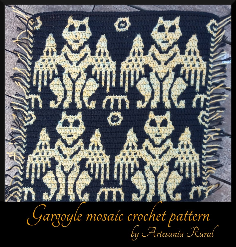 Mosaic crochet pattern gargoile by artesania rural
