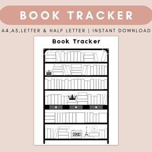 Printable Book Tracker, Reading Tracker, Bookshelf Reading Log, Reading Planner | Instant Download, A5 and Letter Size