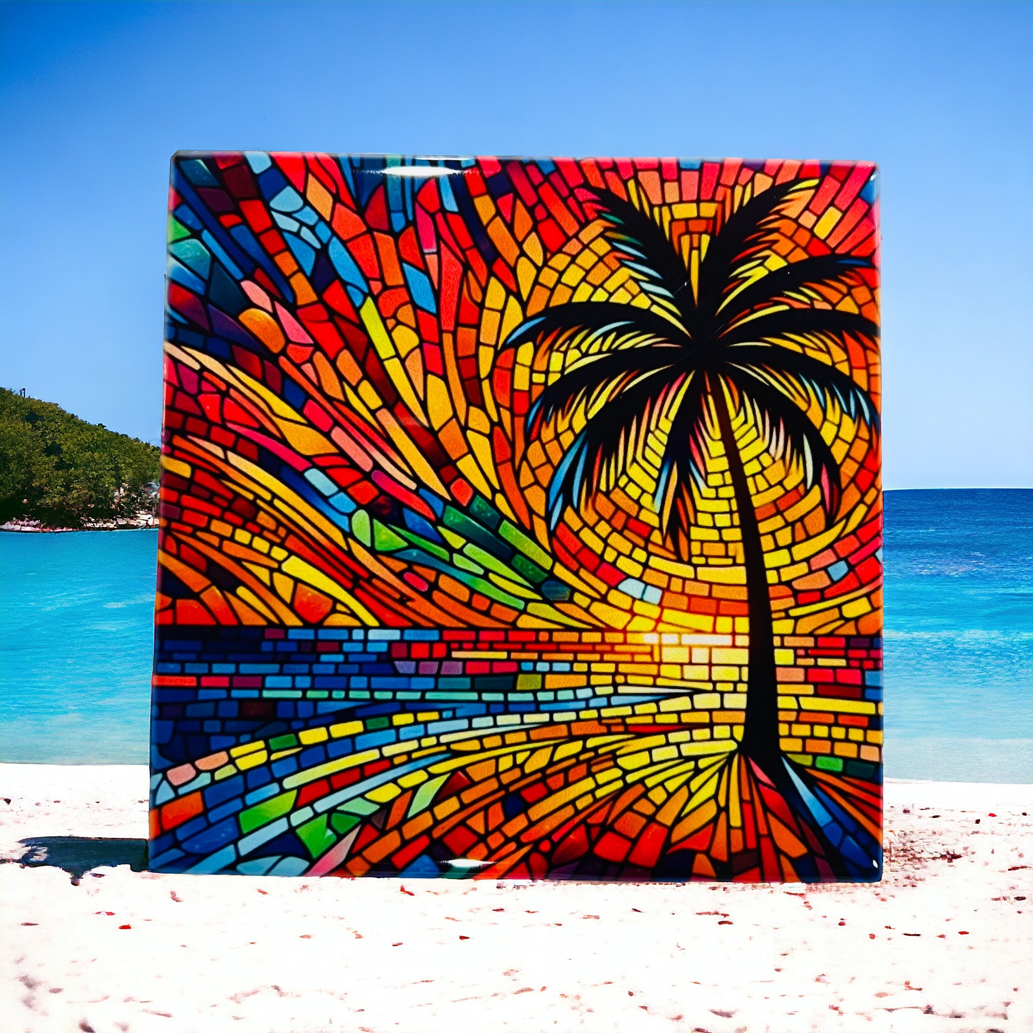 Mosaic Palm Tree Sunset PNG | Digital Download | Sublimation | Digital ...