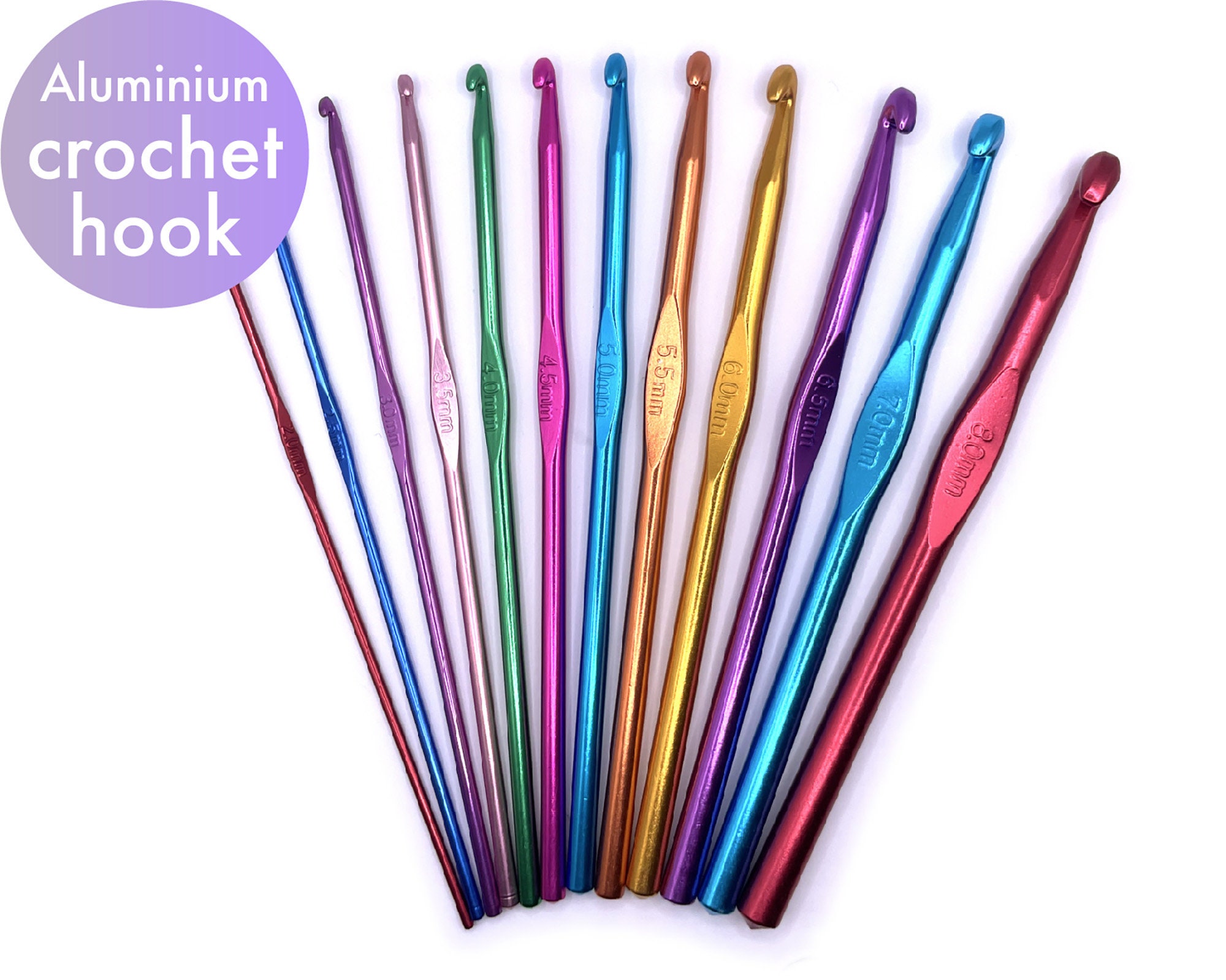 22Pcs 0.6mm-6.5mm Colorful TPR Soft Handle Aluminum Crochet Hooks Knitting  Needles Set Aluminium Crochet Yarn Knitting Needles 3