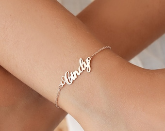 Name Armband Minimalist Silber Schmuck Geschenk für Muttertag, Mama Frau Freundin Frau Gold Rose Accessoires Geschenk personalisierter Schmuck