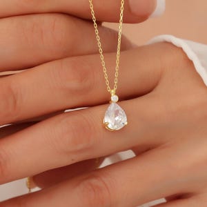 Bolochy 18K Gold Plated Teardrop Necklace - Cubic Zirconia Pendant Necklace For Women, Dainty Jewelry Gift - View #9