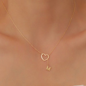 Collar con letra colgante de corazón, elegante conjunto de collar con nombre para novia, familia, esposa amada, Día de la Madre