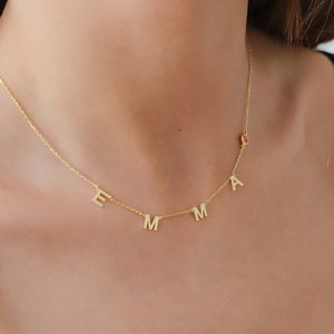 Colar com nome e letra de pedra de nascimento Colar inicial Símbolo Nome Colar Presente para mãe Namorada Família Esposa amada presente Dia das Mães
