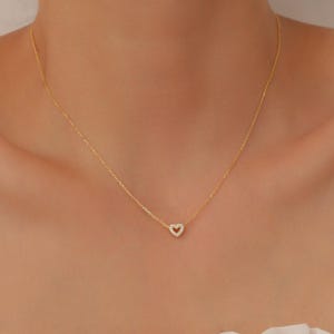 14K Solid Gold Diamond Heart Symbol Necklace, Love Necklace  Symbol Name Necklace Gift For, Girlfriend Family Loved Wife Gift Mother's Day
