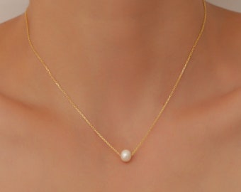 Pearl Necklace Jewellery, Dainty Necklace, Gift For , Mom Wife Girlfriend Mama Mother Tiny initial Charm christmas gifts