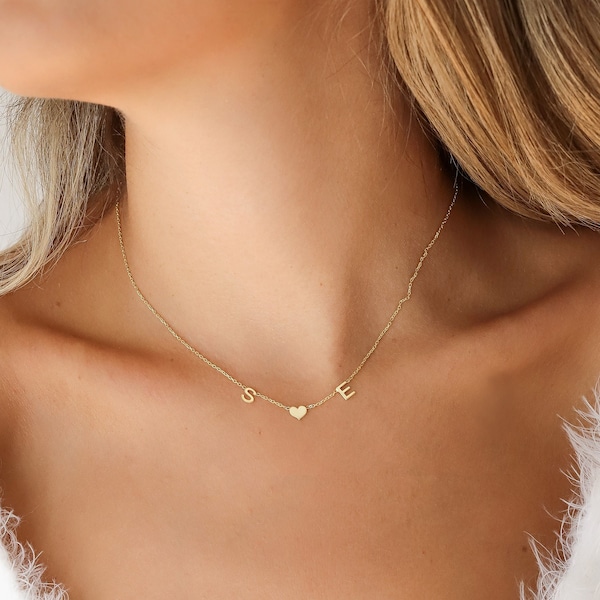 Collar de corazón personalizado joyería minimalista símbolo de plata letra inicial. Para el día de la madre Joyas para mamá, esposa, novia, mujer, regalo