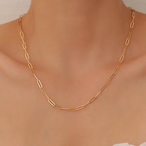 Collar de cadena con clip: gargantilla minimalista de cadena dorada, collar de capas para uso diario, joya delicada para mujer, regalo para el Día de la Madre.