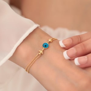Pulseira Amuleto de Mau-Olhado, Joia de Prata Minimalista, Presente para Mãe, Esposa, Namorada, Mulher, Acessórios, Presente, Joia, Dia das Mães