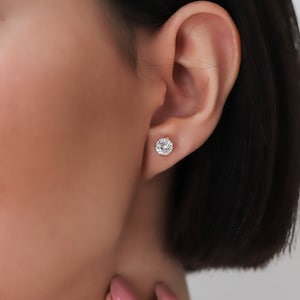 14K Gold Plated Stud Earrings, Diamond Stud Earrings, Minimalist Dainty Earrings, Minimal Sparkle Jewelry, Everyday Classic Studs, Gift