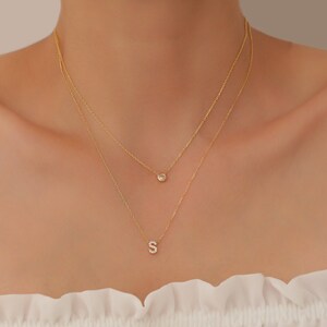 Doppel Kette Anfangsbuchstabe und Birthstone Halskette Stilvolle Halskette Set Name Halskette Geschenk für, Freundin Familie geliebt Frau Muttertag