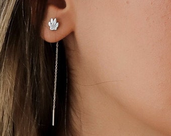 Paw Earring, Minimalist Paw Print Symbol Earring Gift For Mother&#39;s Day, Mom, Wife, Girlfriend, Woman, Gold  Tiny initial (Two pieces)