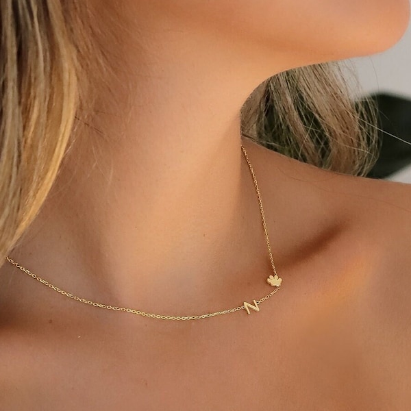 Sideways Letter, Paw Print Necklace, Personalized Initial, Paw Necklace Jewelry, Initial Letter Necklaces, Gift For christmas gifts