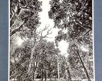 Woodland Clearing original Lino Print