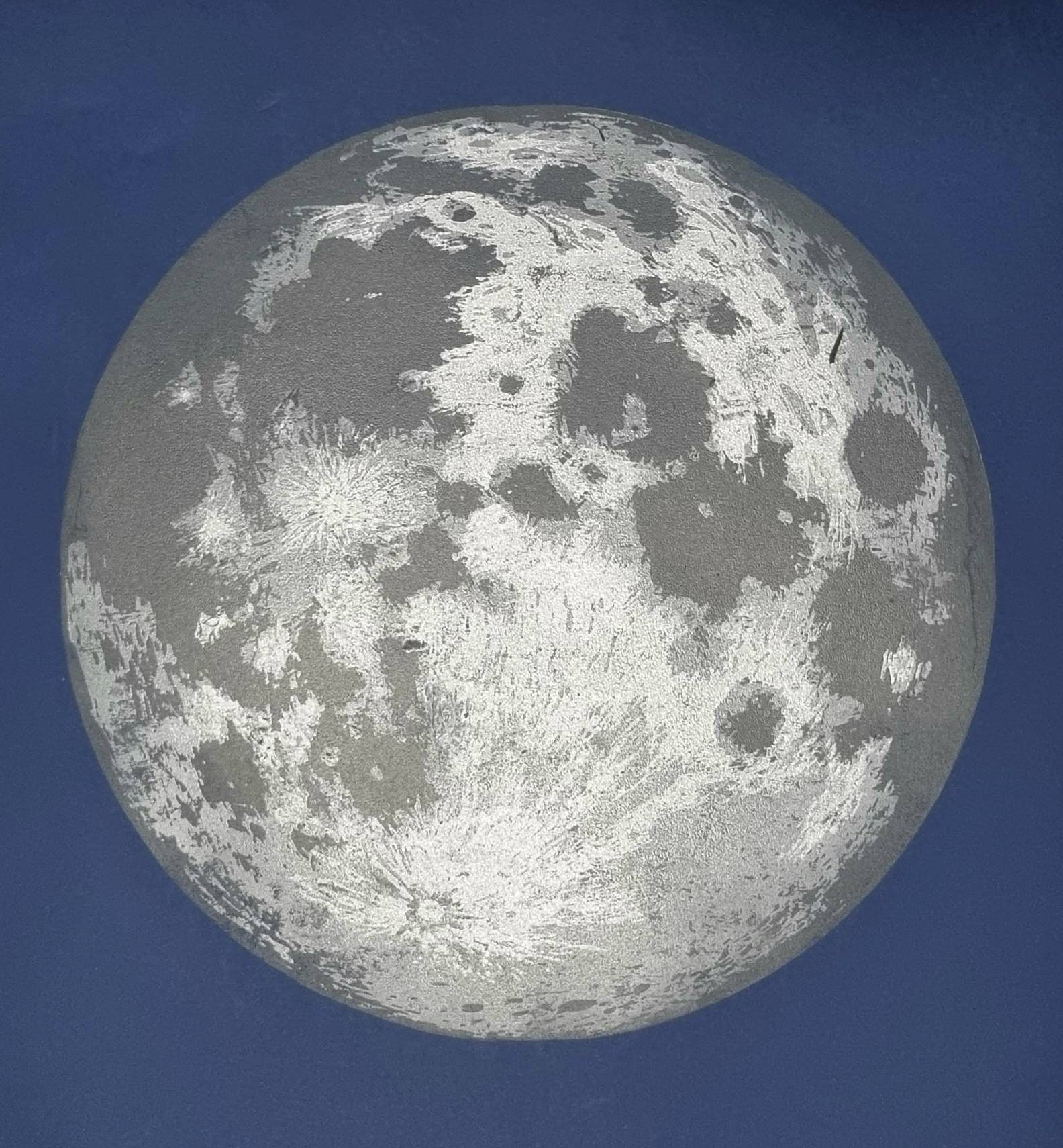 Full Moon / Multiblock 3 Colour Original Lino Print Black & White ...