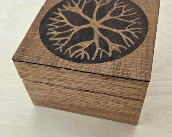 Gift Box/original marquetry design/veneer art/tree art/walnut/oak/Sycamore