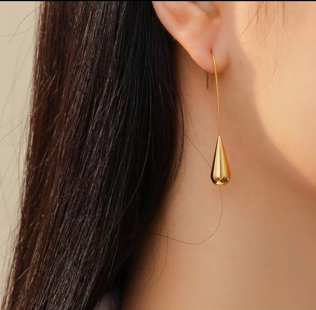 Hook drop earrings shop in gold