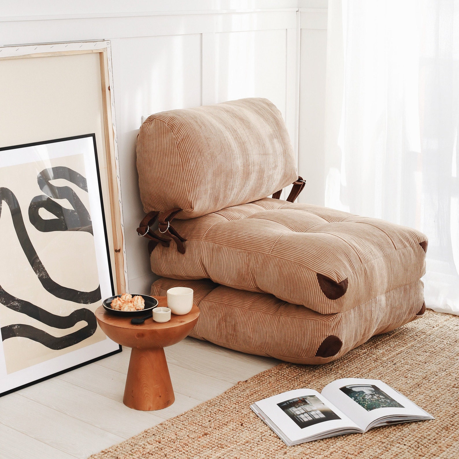 Foldout Daybed 2 Fold Floor Pillow Folding Sofa Bed With - Etsy