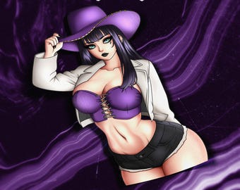 Goth Pirate Scholar Babe Kiss Cut Sticker