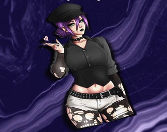 Goth Explosive Rogue Girl Kiss Cut Sticker