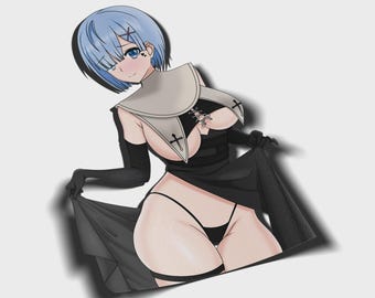 Nun Rem Sticker, Re:Zero Anime, Goth Alt Anime Girl Gift