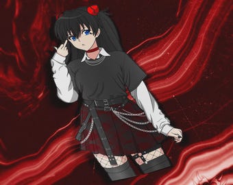 Goth Asuka Vinyl Sticker Neon Genesis Evangelion Anime Alt Girl Decal