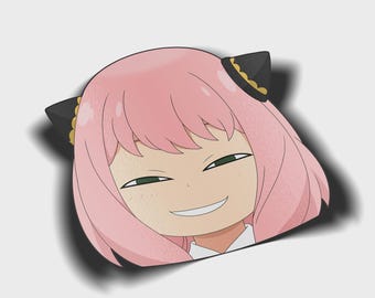 Smug Anya Forger Peeker Sticker, Spy x Family Anime, Funny Horned Hair Decal