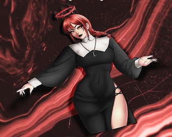 Goth Devil Hunter Nun Kiss Cut Sticker