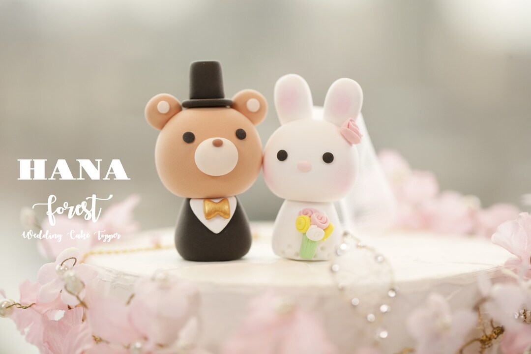 Wedding Toppers Rabbit Bunny and Bear Wedding Cake Topper,bride and Groom Cake Topper,rabbit ...
