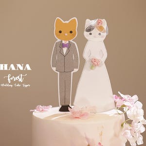 kitty cake topper,calico cat and tabby cat cake topper,couple cake topper,birthday cake topper,bride and groom,custom pets cake topper
