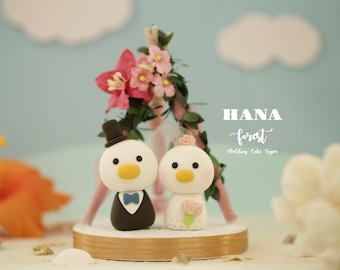 duck wedding cake topper,bride and groom cake topper,handmade couple cake topper,custom wedding cake topper,birthday cake topper,anniversary