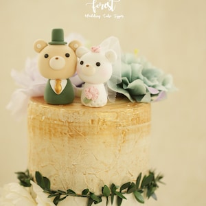 bear wedding cake topper,bride and groom cake topper,handmade couple cake topper,custom wedding cake topper,birthday cake topper,anniversary