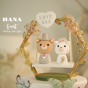 bear wedding cake topper,bride and groom cake topper,handmade couple cake topper,custom wedding cake topper,birthday cake topper,anniversary