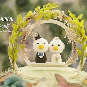 duck wedding cake topper,bride and groom cake topper,handmade couple cake topper,custom wedding cake topper,birthday cake topper,anniversary