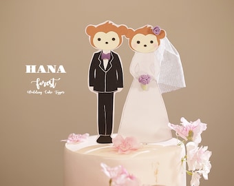 Adorno para tarta de bodas de pareja de monos, adorno para tarta de bodas de amantes de los monos, adorno para tarta de bodas del zodíaco chino, adorno para tarta de novios