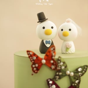 duck wedding cake topper,bride and groom cake topper,handmade couple cake topper,custom wedding cake topper,birthday cake topper,anniversary