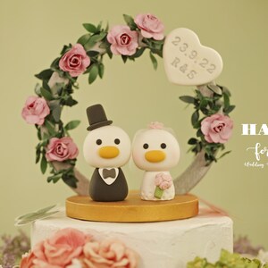 duck wedding cake topper,bride and groom cake topper,handmade couple cake topper,custom wedding cake topper,birthday cake topper,anniversary