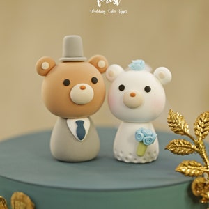 bear wedding cake topper,bride and groom cake topper,handmade couple cake topper,custom wedding cake topper,birthday cake topper,anniversary