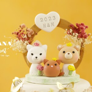 Shiba Inu und Bären Hochzeitstorte Topper,Braut und Bräutigam Kuchen Topper,Hund und Bär Kuchen Topper,hochzeitstorte Topper,Geburtstagstorte Topper