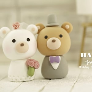 bear wedding cake topper,bride and groom cake topper,handmade couple cake topper,custom wedding cake topper,birthday cake topper,anniversary