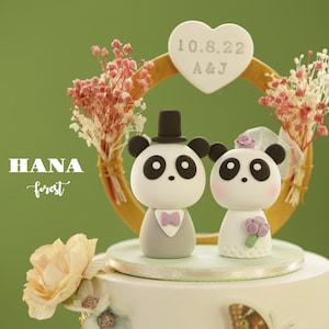 panda wedding cake topper,bride and groom cake topper,couple cake topper,custom wedding cake topper,birthday cake topper,anniversary topper