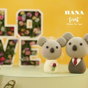 koala wedding cake topper,bride and groom cake topper,handmade couple cake topper,custom wedding cake topper,birthday cake topper