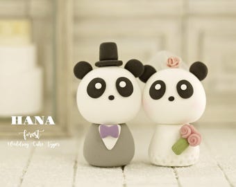 panda wedding cake topper,bride and groom cake topper,couple cake topper,custom wedding cake topper,birthday cake topper,anniversary topper
