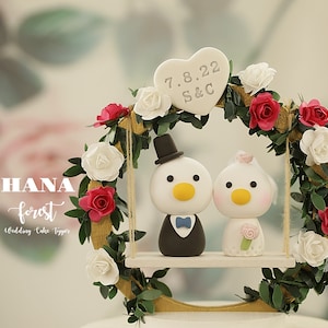 duck wedding cake topper,bride and groom cake topper,handmade couple cake topper,custom wedding cake topper,birthday cake topper,anniversary