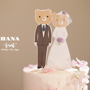 bear wedding cake topper,bride and groom cake topper,handmade couple cake topper,custom wedding cake topper,birthday cake topper,anniversary