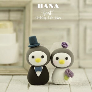 penguin wedding cake topper,bride and groom cake topper,love birds wedding cake topper,custom wedding cake topper,birthday cake topper